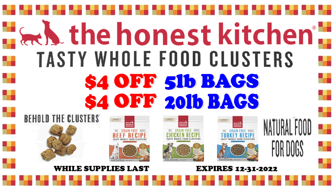 honest kitchen cluster dry dog food sale coupon