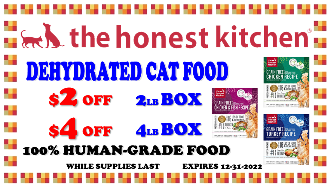 honest kitchen dehydrated cat food sale coupon