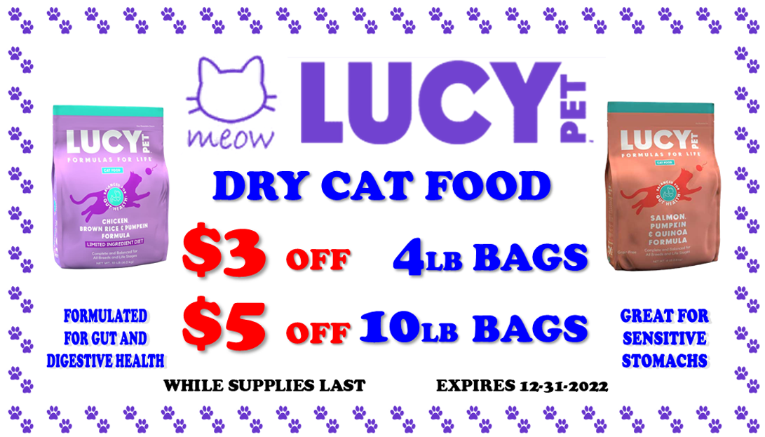 lucy pet dry cat food sale coupon