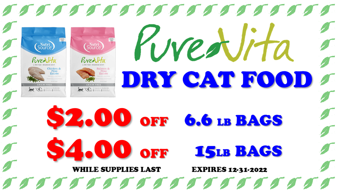 pure vita dry cat food sale coupon